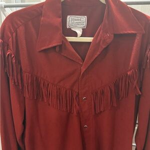 H Bar C California Ranchwear Red Fringe Western Shirt